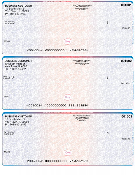 Blue Red High Security 3 Per Page Laser Checks