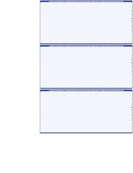 Blank Blue Safety 3 Per Page Wallet Checks