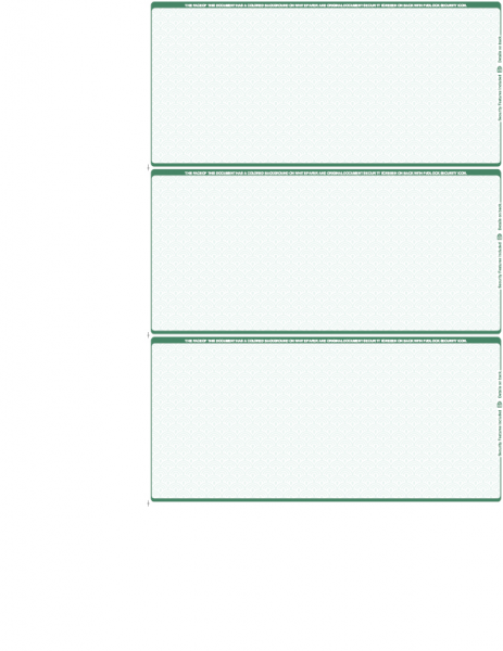 Blank Green Safety 3 Per Page Wallet Checks