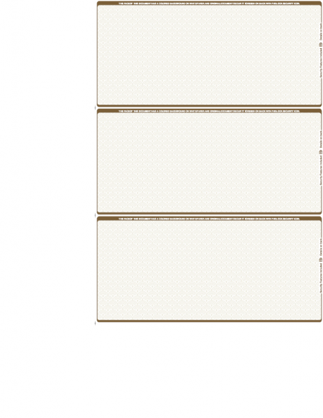 Blank Tan Safety 3 Per Page Wallet Checks