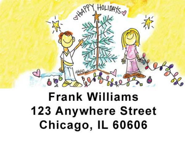 Happy Holidays: Tree Address Labels by Amy S. Petrik