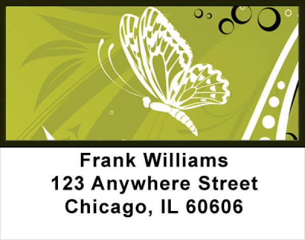 Butterflies On Green Address Labels