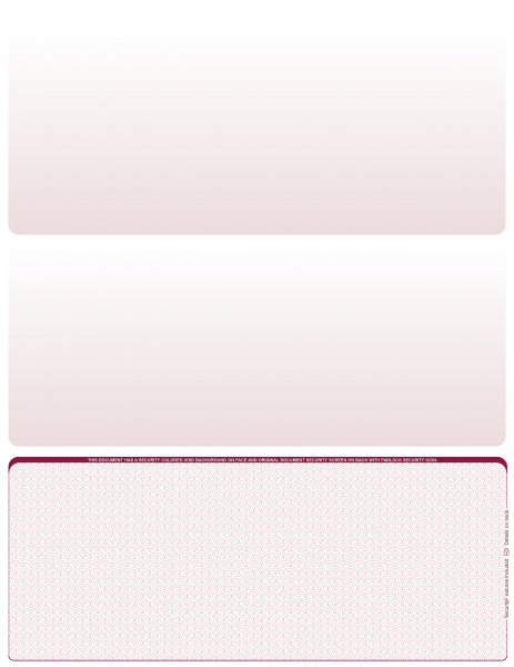 Burgundy Safety Blank Bottom Laser Checks