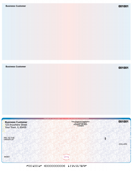 Blue Red High Security Bottom Laser Checks