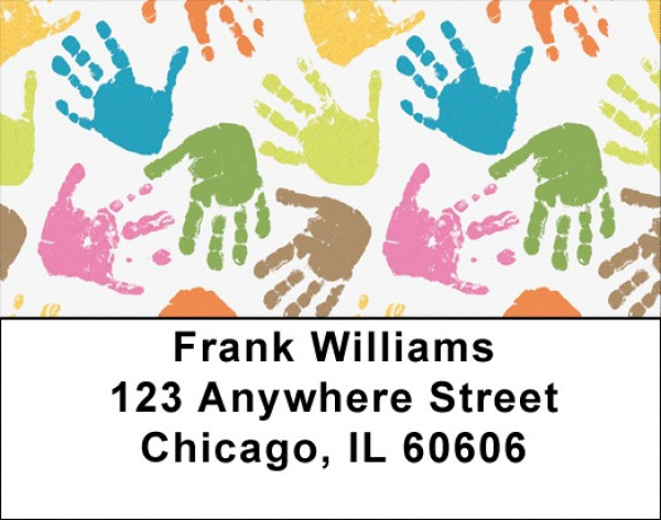 Kids Hand Prints Address Labels