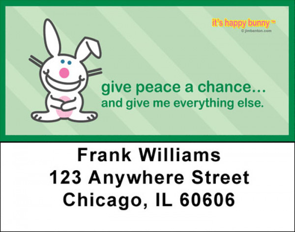 It's Happy Bunny Peace Address Labels