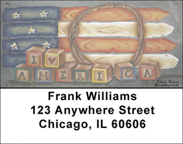 Americana Picket Flag Address Labels by Lorrie Weber