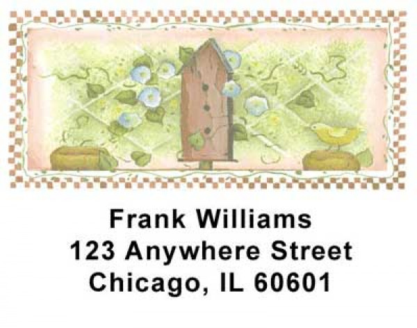Garden Birdhouses Address Labels by Laurie Weber