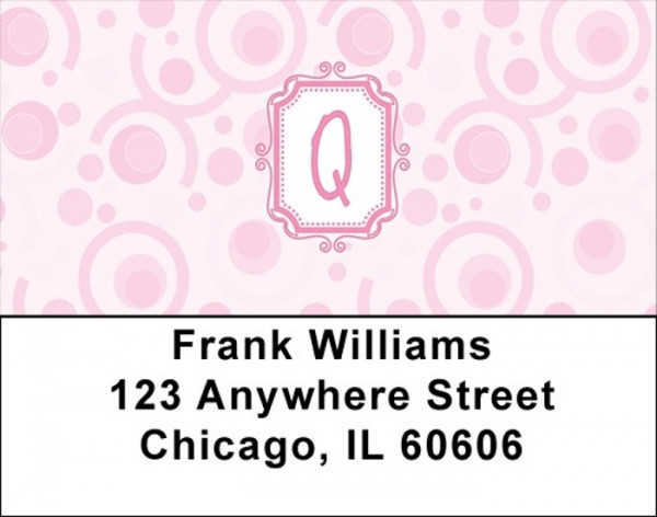 Bubbly Monogram Q Address Labels
