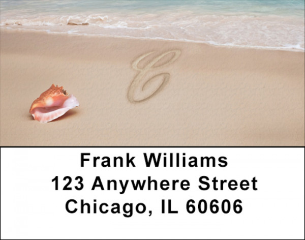 Sand Written Monogram C Address Labels