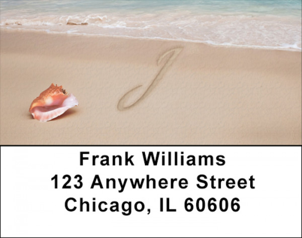 Sand Written Monogram J Address Labels
