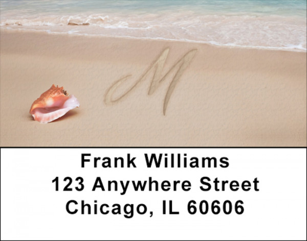 Sand Written Monogram M Address Labels