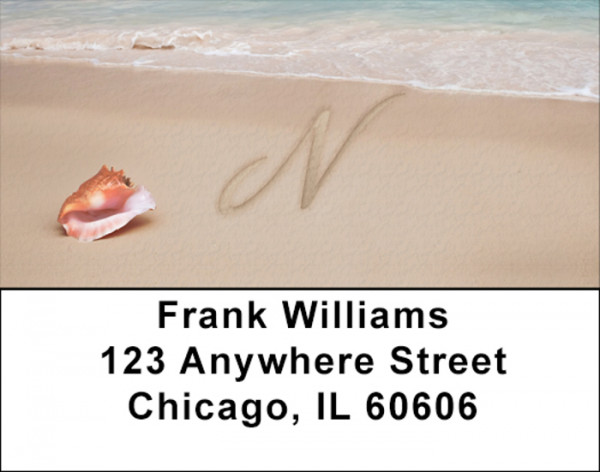 Sand Written Monogram N Address Labels