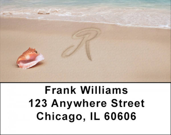 Sand Written Monogram R Address Labels