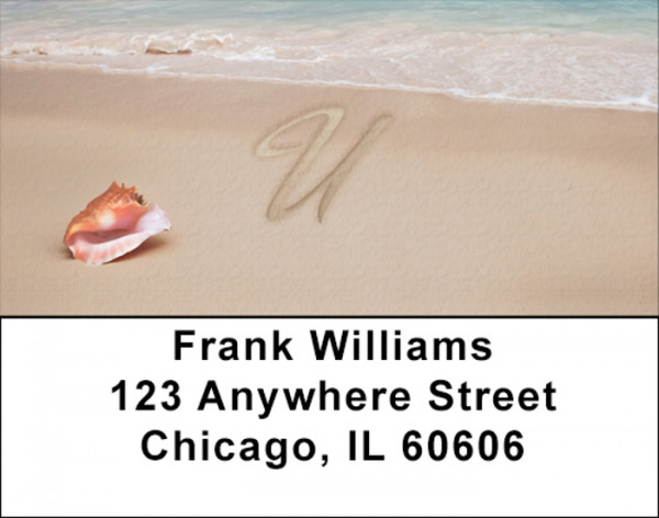 Sand Written Monogram U Address Labels