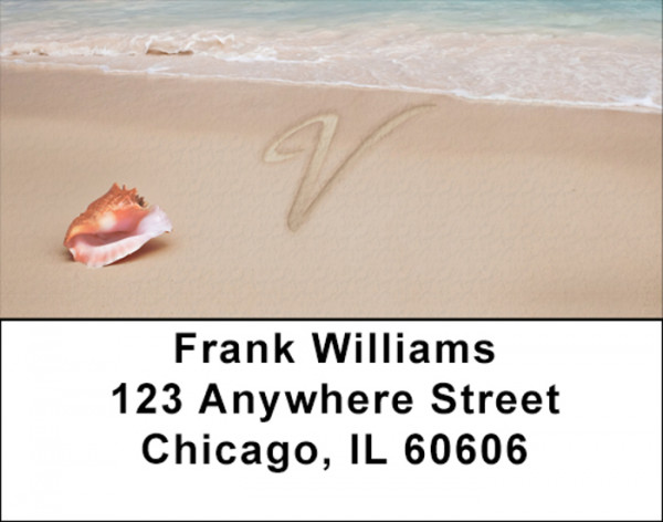 Sand Written Monogram V Address Labels