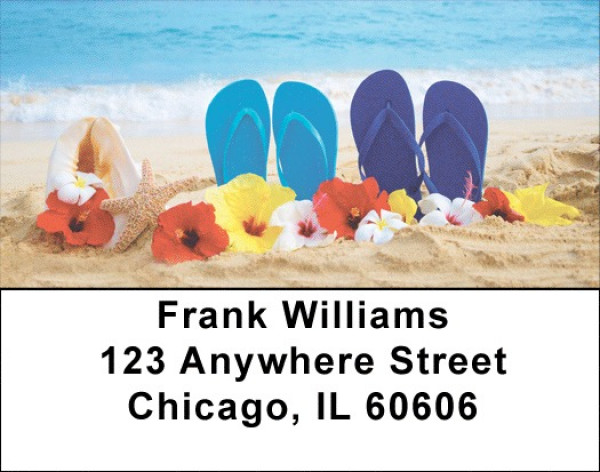 Flowers On The Beach Labels