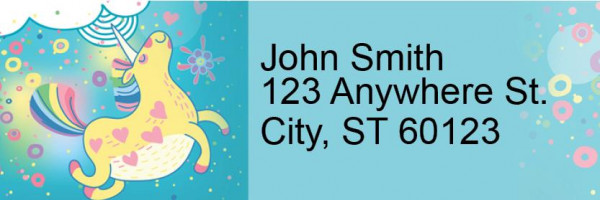 Cartoon Unicorns Address Labels
