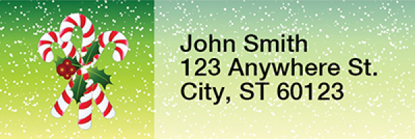 Christmas Candy Canes Narrow Address Labels