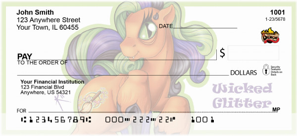 Purple and Green Mix - My Little Demon Personal Checks
