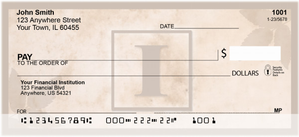 Simplistic Monogram 'I' Personal Checks
