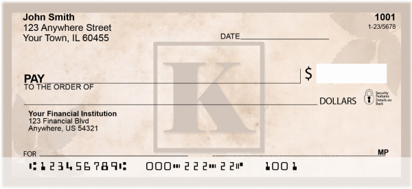 Simplistic Monogram 'K' Personal Checks