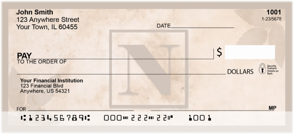 Simplistic Monogram 'N' Personal Checks
