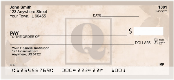 Simplistic Monogram 'Q' Personal Checks