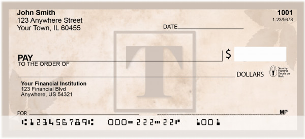 Simplistic Monogram 'T' Personal Checks