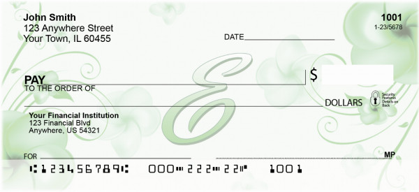 Floral Monogram E Personal Checks