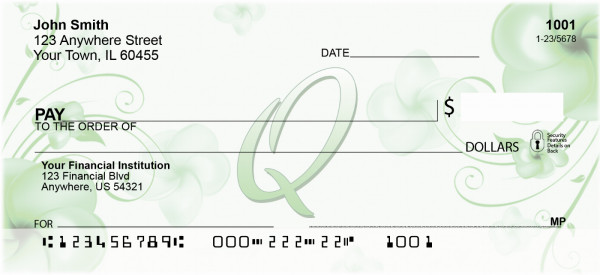 Floral Monogram Q Personal Checks