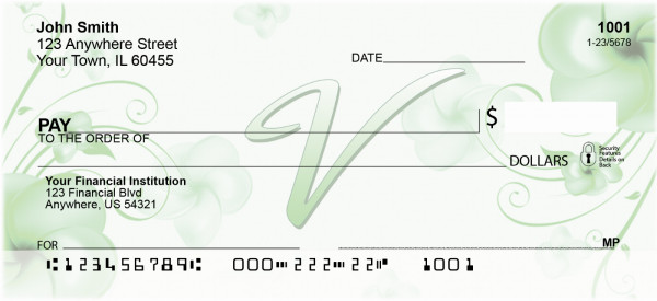 Floral Monogram V Personal Checks