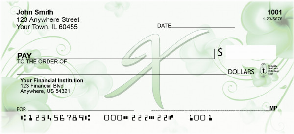 Floral Monogram X Personal Checks