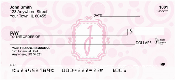 Bubbly Monogram J Personal Checks