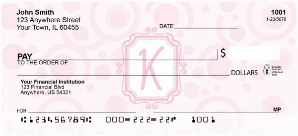 Bubbly Monogram K Personal Checks