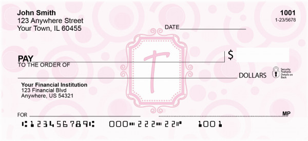 Bubbly Monogram T Personal Checks