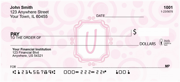 Bubbly Monogram U Personal Checks