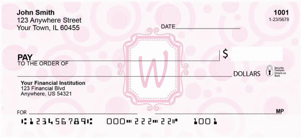 Bubbly Monogram W Personal Checks