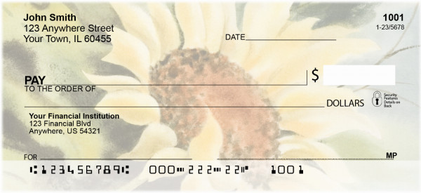 Watercolor Sunflowers Personal Checks