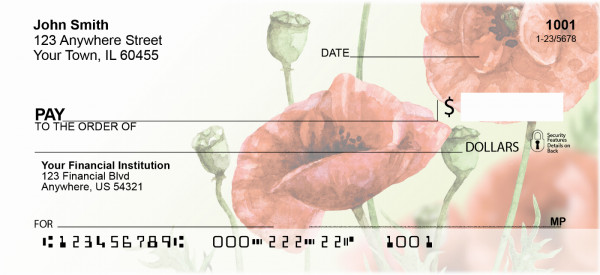 Watercolor Poppy Personal Checks