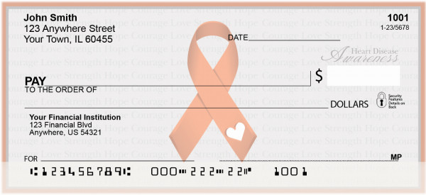 Heart Disease Awareness Ribbon Personal Checks