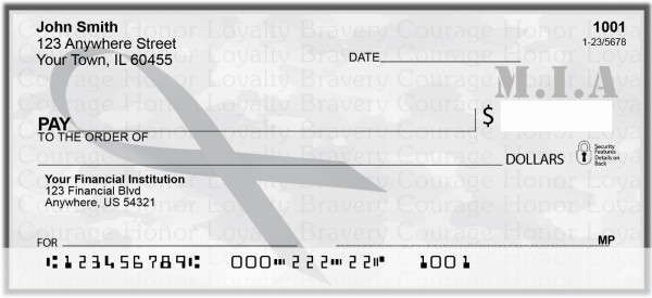 MIA Remembrance Ribbon Personal Checks