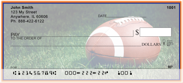 Blue & Orange Football Team Personal Checks