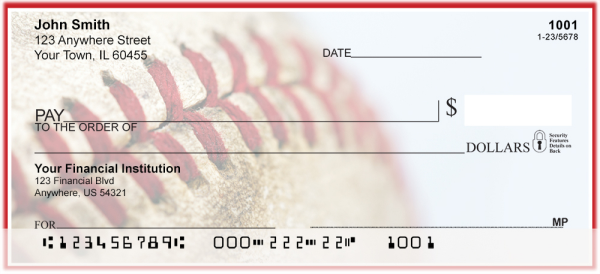 Red & White Baseball Team Personal Checks