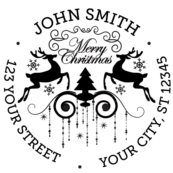 Round Designer Christmas Deer Stamp