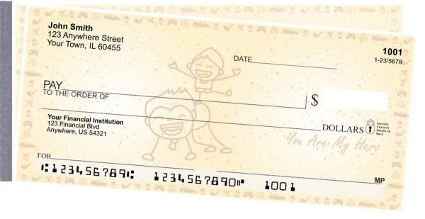 Dad is my Hero Side Tear Personal Checks