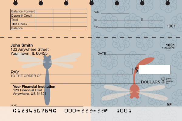 Retro Dragonflies Top Stub Checks