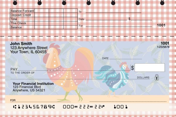 Country Rooster Top Stub Checks