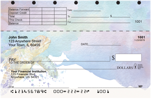 Elegant Sea Turtles Top Stub Checks