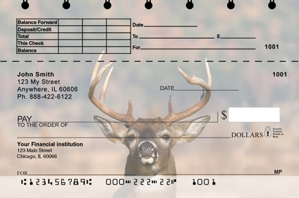 Big Horned Buck Deer Top Stub Personal Checks